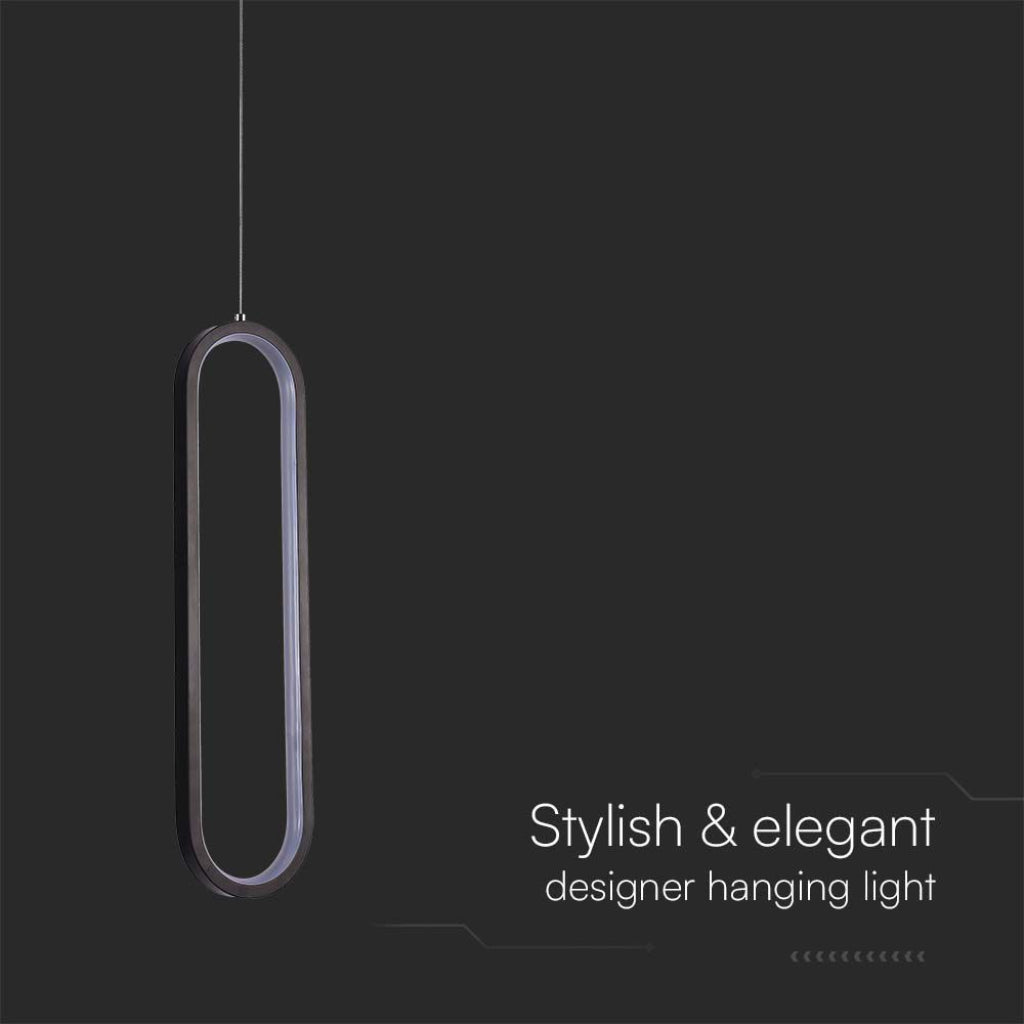 V-TAC Lampadario LED a Sospensione 13W dal Design Moderno 100x70x1530mm Colore Nero 3000K