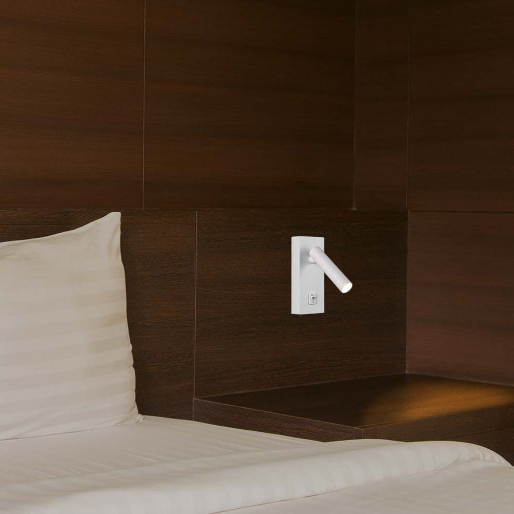 V-TAC Applique da Hotel per Lettura LED 2W Orientabile su Ogni Lato con Tasto On/Off 145*150*60mm Colore Bianco 3000K
