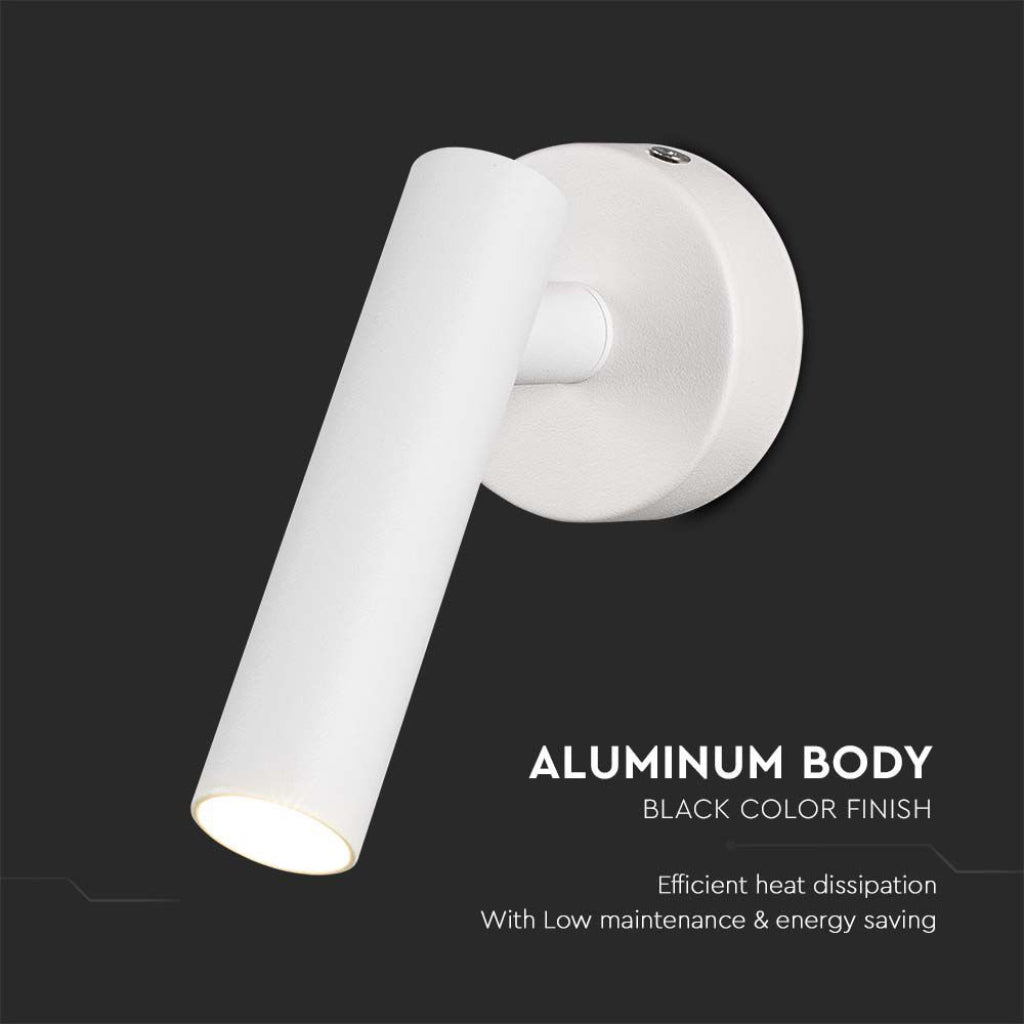 V-TAC Applique da Parete con Faretto LED 2W Orientabile su Ogni Lato Colore Bianco 3000K