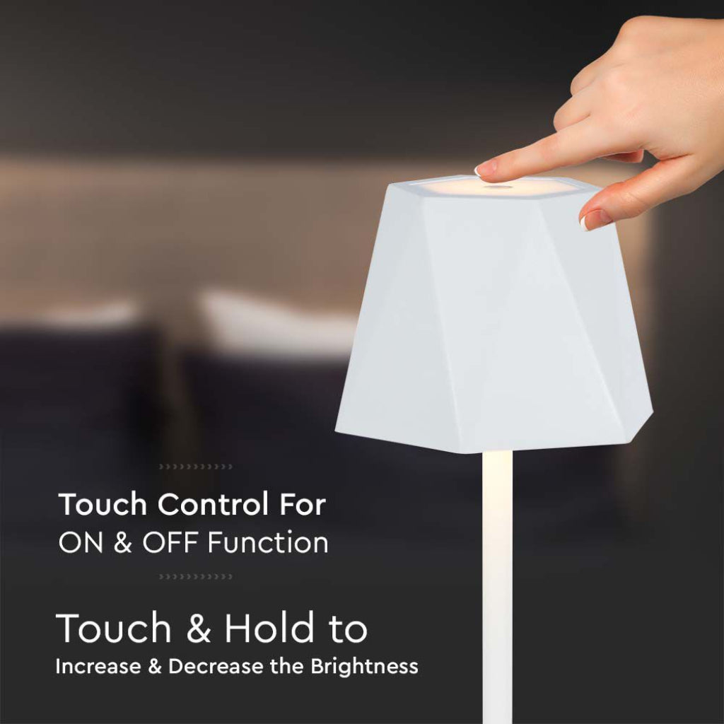V-TAC Lampada LED da Tavolo 1.5W 130*372mm Colore Bianco ricaricabile con USB C Touch Dimmerabile 3in1