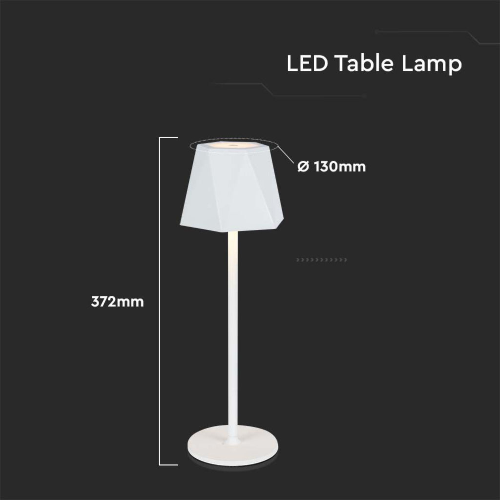 V-TAC Lampada LED da Tavolo 1.5W 130*372mm Colore Bianco ricaricabile con USB C Touch Dimmerabile 3in1