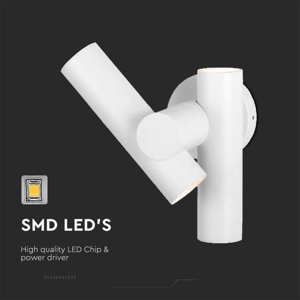 V-TAC 2*Faretti LED Da Muro 6W con Doppio Fascio Luminoso Regolabile a 360° Colore Bianco 3000K IP44