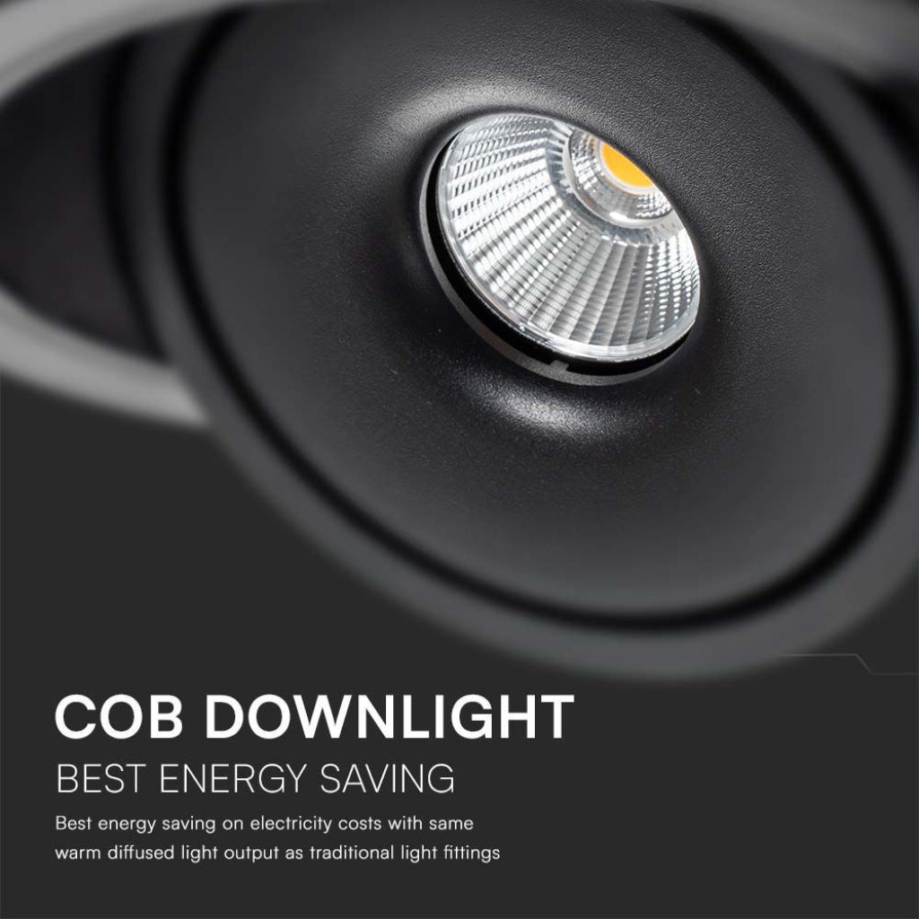 V-TAC Faretto LED COB da Incasso Rotondo 12W 120*43mm Colore Nero 3in1