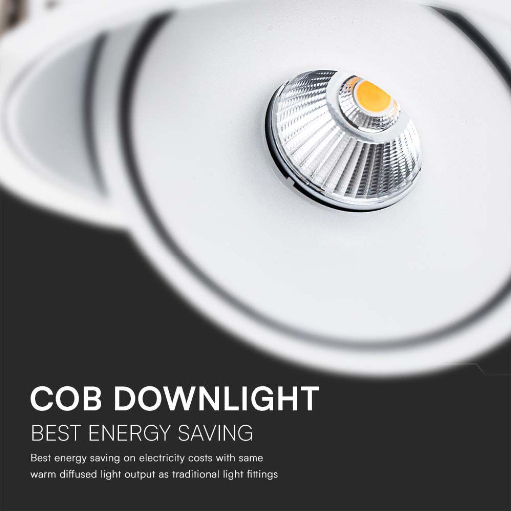 V-TAC Faretto LED COB da Incasso Rotondo 12W 120*43mm Colore Bianco 3in1
