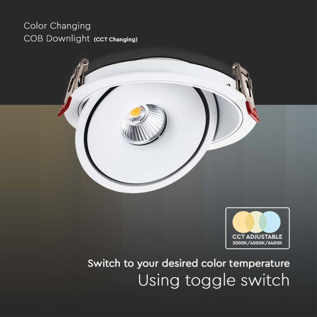 V-TAC Faretto LED COB da Incasso Rotondo 12W 120*43mm Colore Bianco 3in1