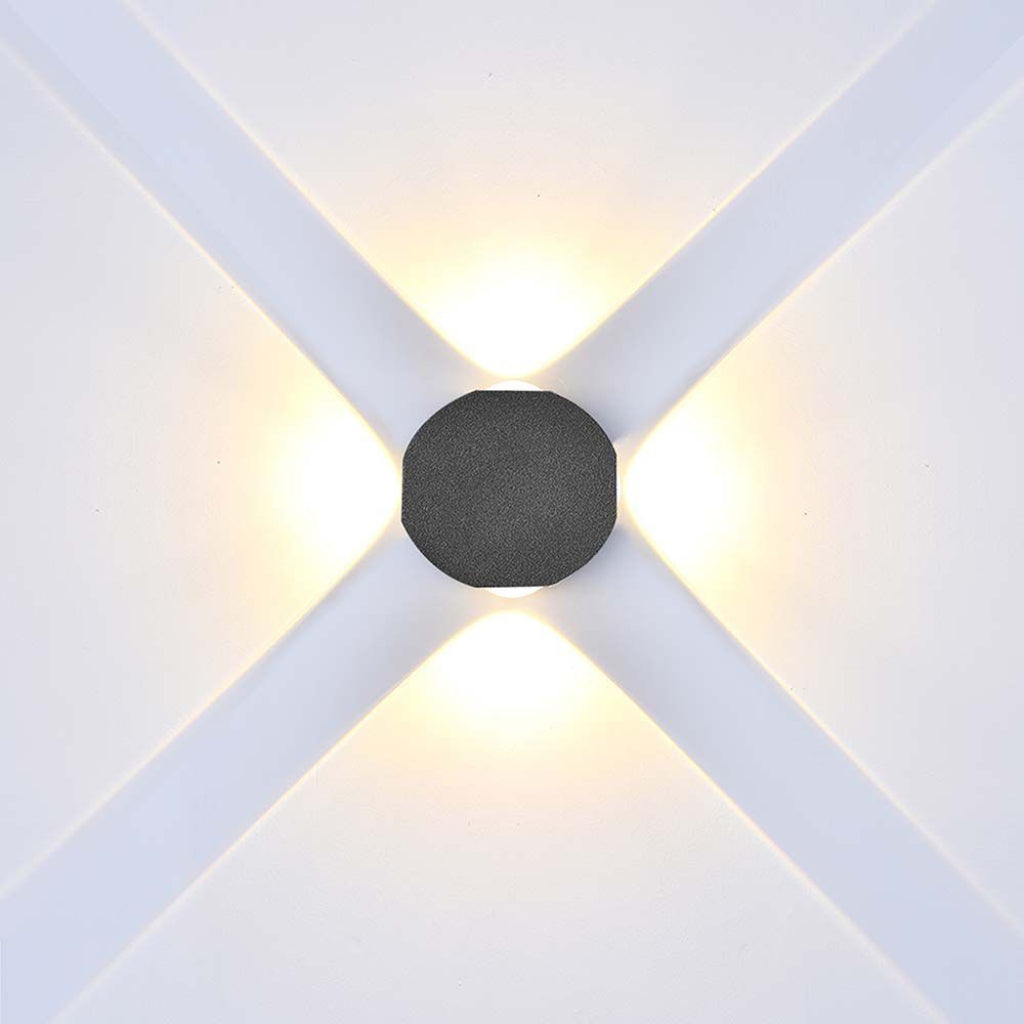 V-TAC Applique LED da Muro 4W con 4 Fasci Luminosi Corpo Nero 4000K IP54