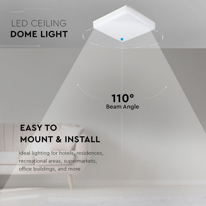 V-TAC PRO Plafoniera LED Chip Samsung Quadrata 25W 120LM/W Colore Bianco 6400K IP44