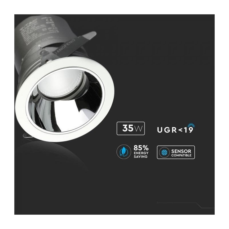 V-TAC Faro da Incasso LED COB per Hotel 35W Orientabile di 27° 4000K CRI>95
