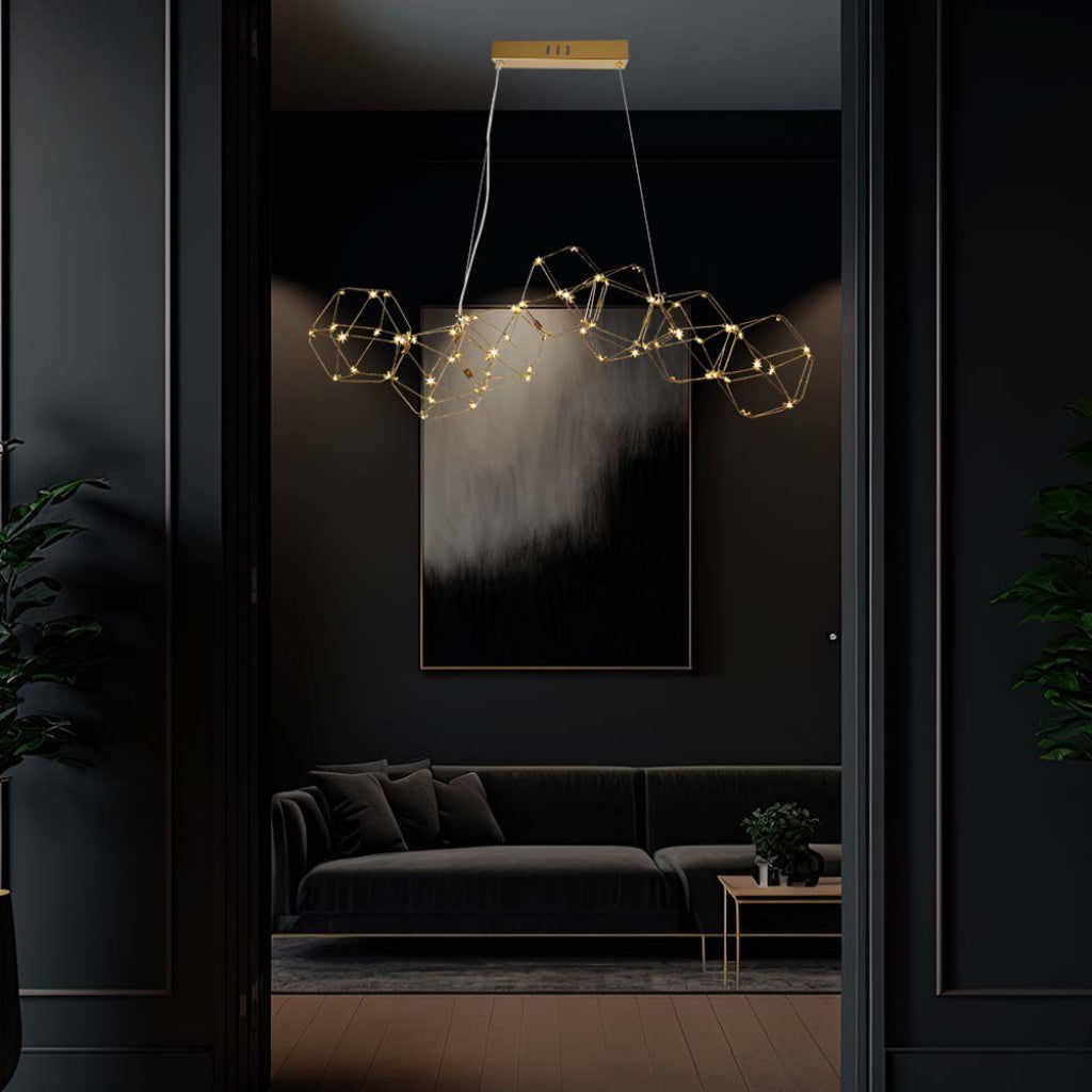 V-TAC Lampadario LED a Sospensione 28W in Metallo dal Design Moderno Verniciato Oro 3000K