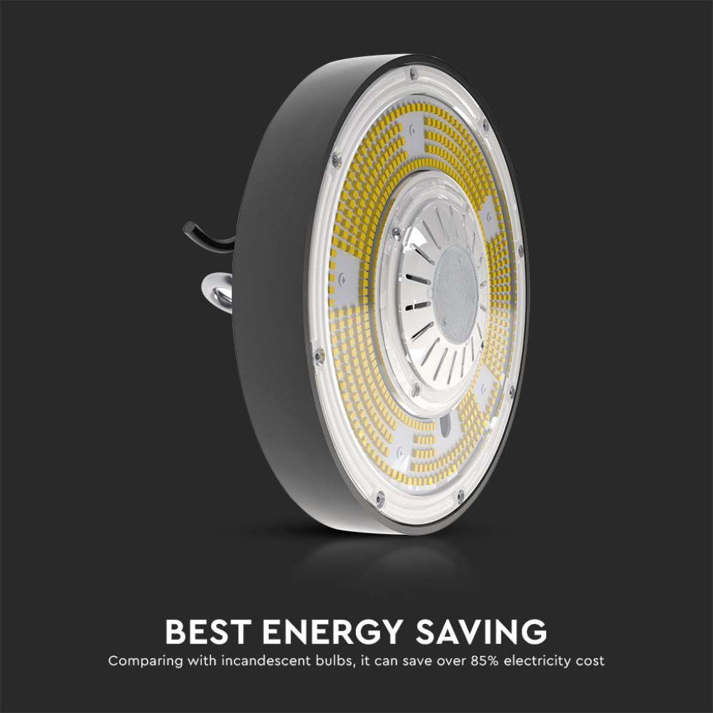 V-TAC PRO Campana Industriale LED Chip Samsung 100W 140LM/W UFO Colore Nero 4000K IP65