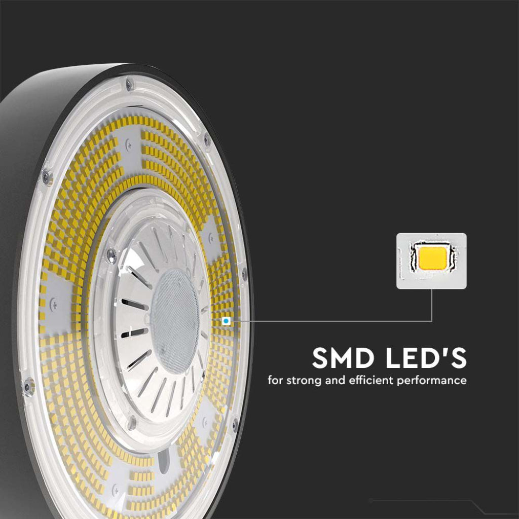 V-TAC PRO Campana Industriale LED Chip Samsung 100W 140LM/W UFO Colore Nero 4000K IP65