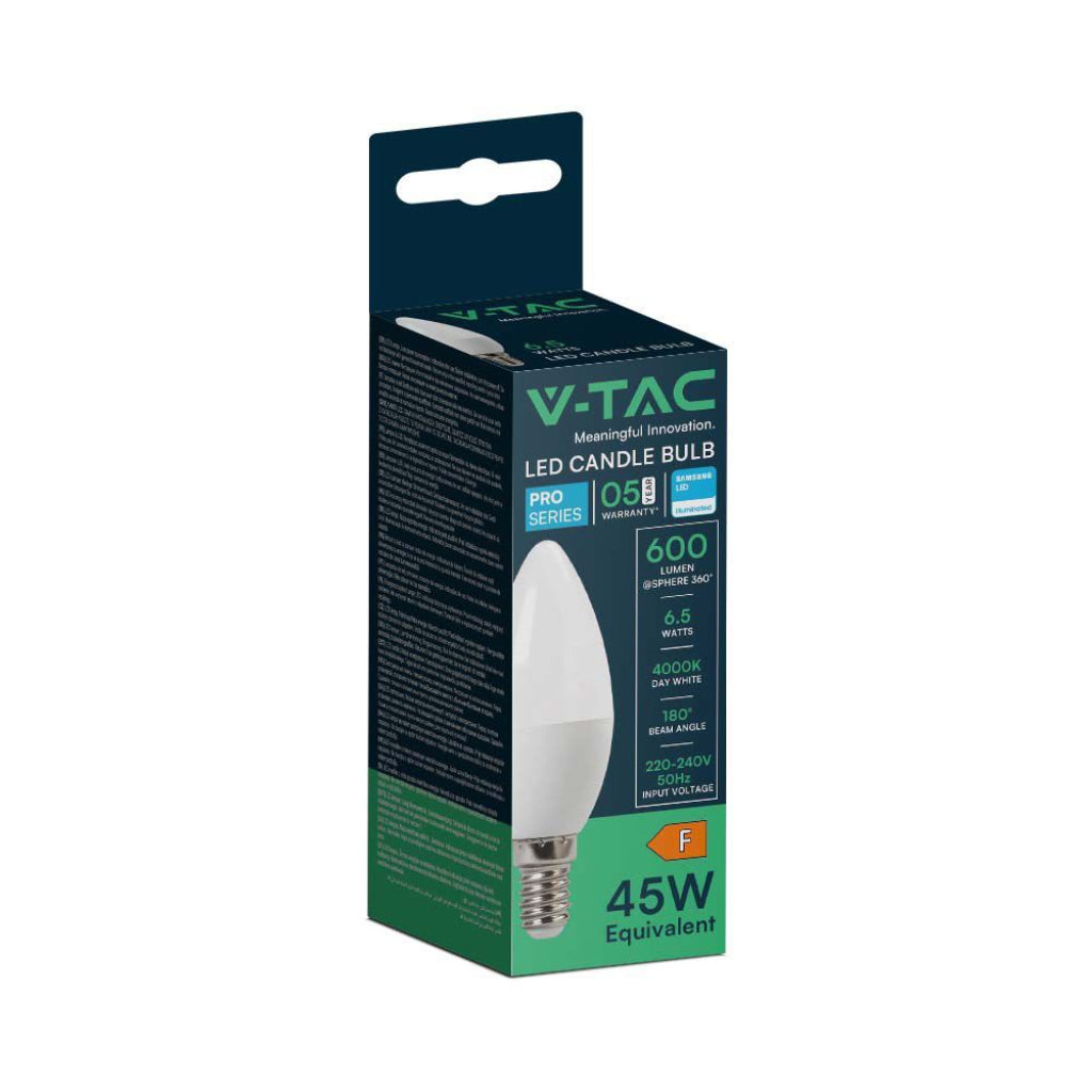 V-TAC PRO Lampadina LED Chip Samsung E14 6.5W Candela 6400K