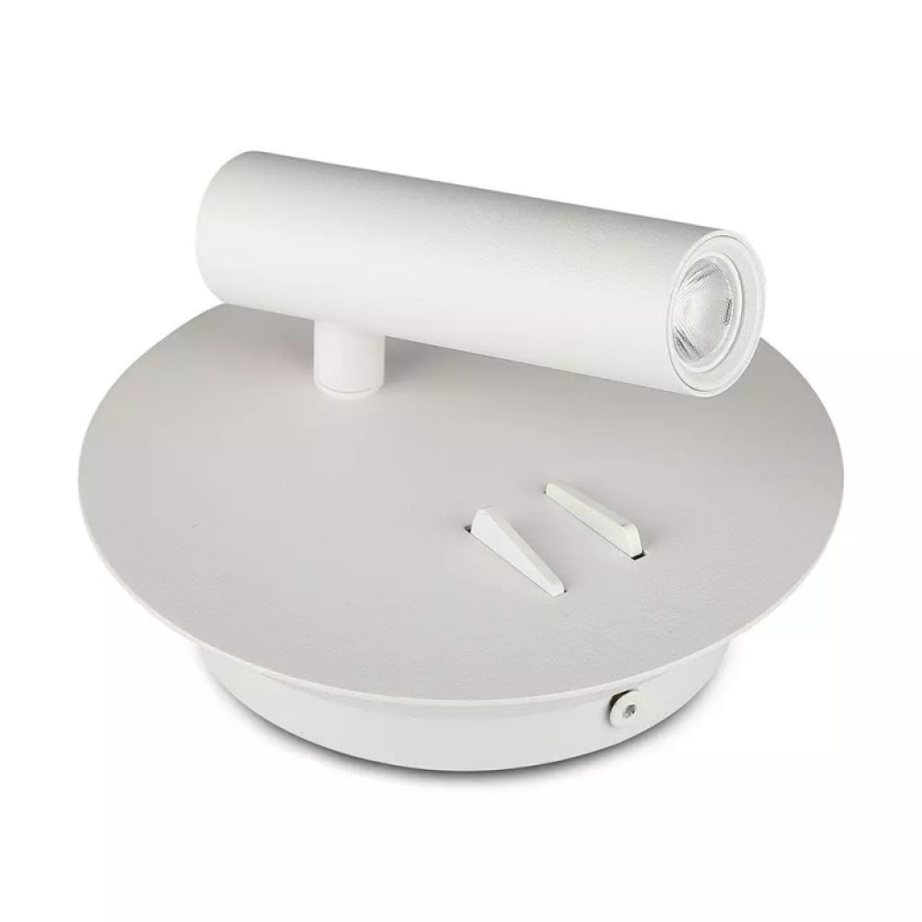V-TAC Applique da Parete per Lettura con 2 LED Chip CREE Indipendenti tramite Tasti On/Off Integrati Retroilluminata 6W con Faretto Orientabile 3W Colore Bianco 3000K