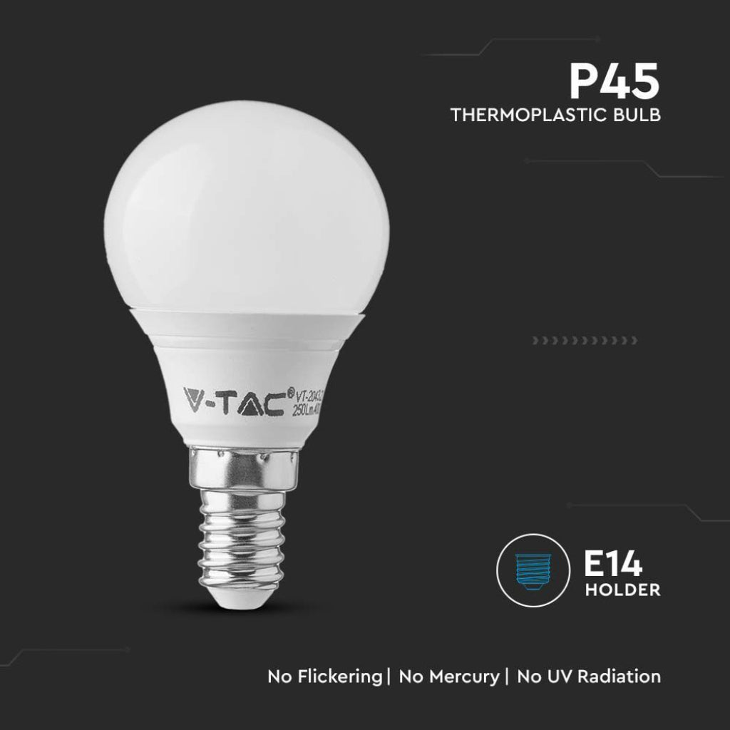 V-TAC PRO Lampadina LED Chip Samsung E14 4,5W P45 3000K