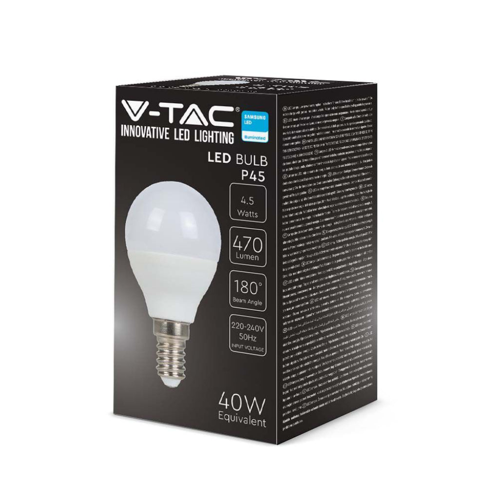 V-TAC PRO Lampadina LED Chip Samsung E14 4,5W P45 3000K