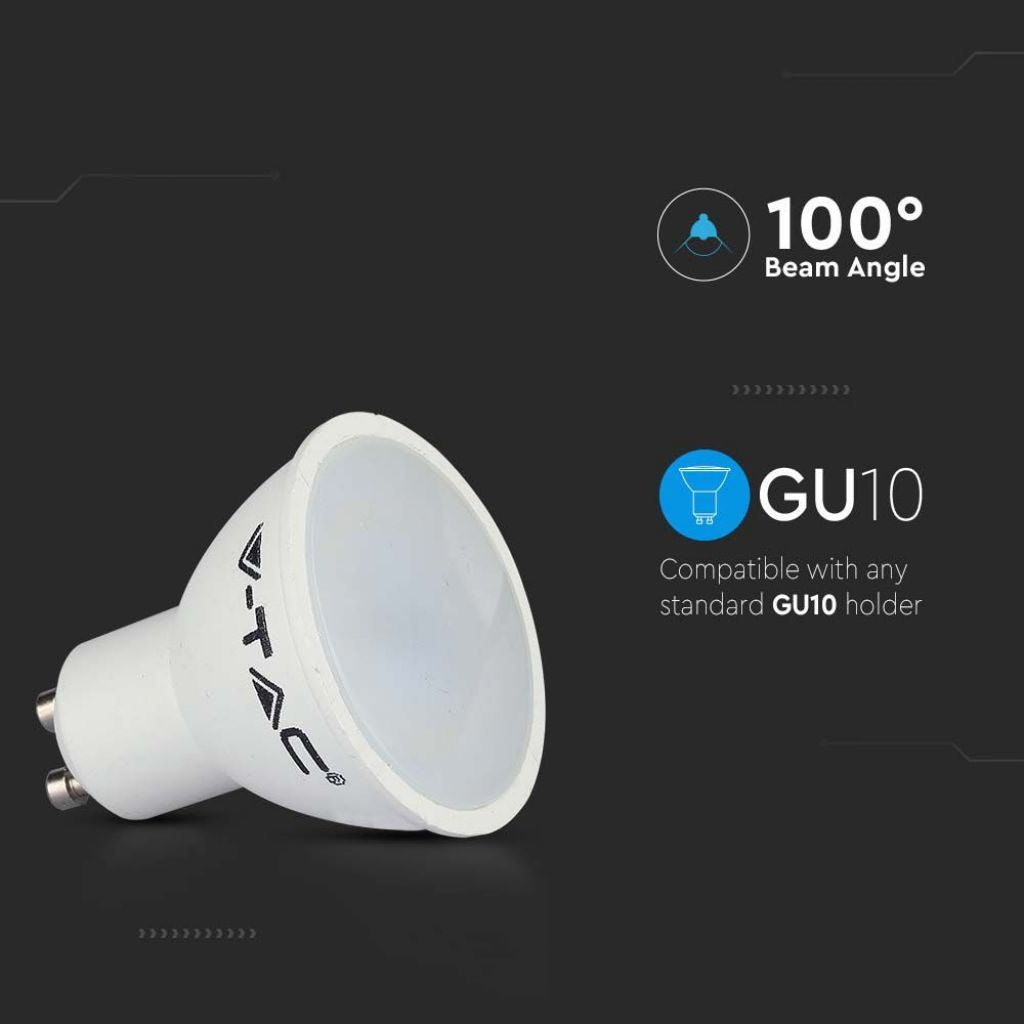 V-TAC Faretto LED GU10 SMD 4,5W 110° Copertura Satinata 4000K