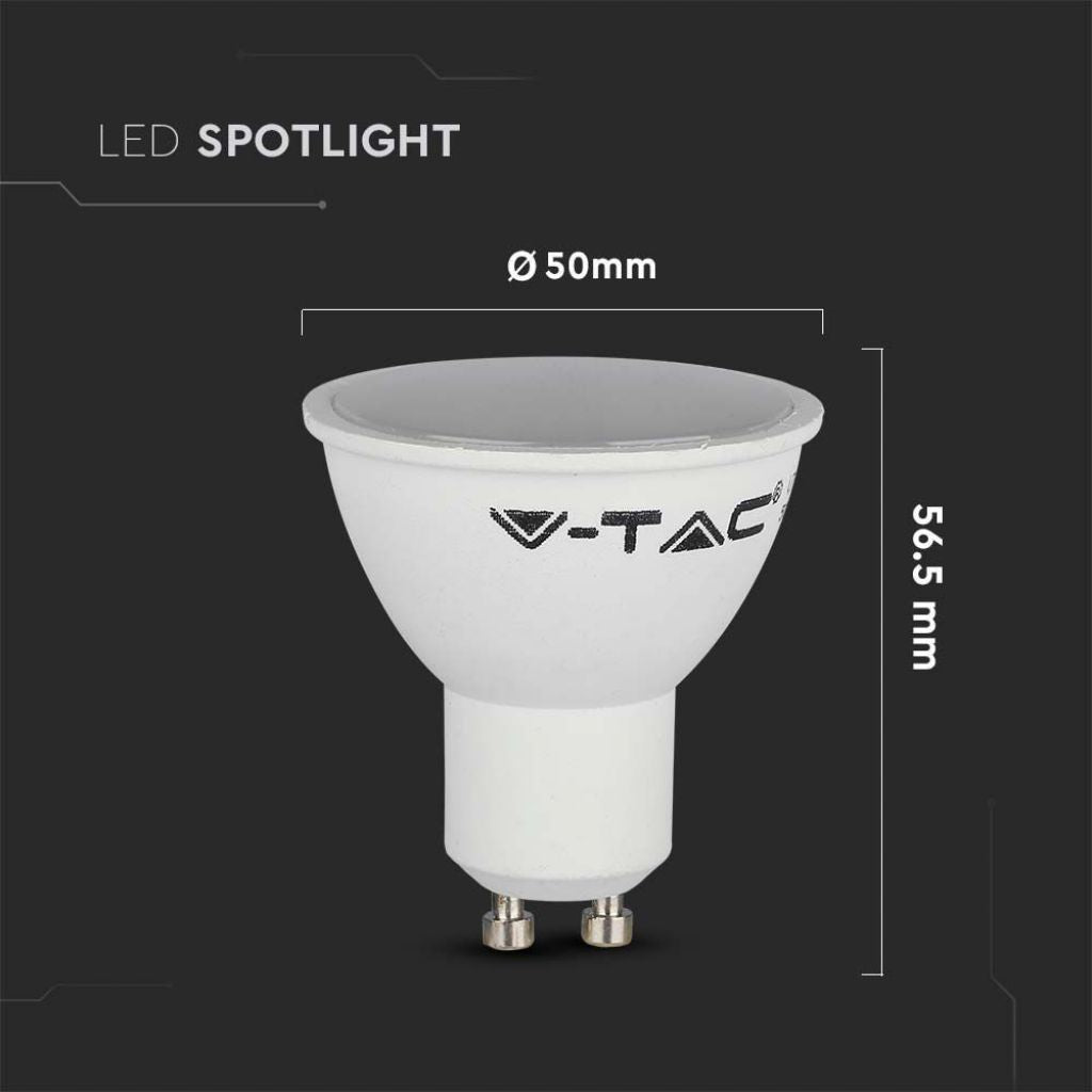 V-TAC Faretto LED GU10 SMD 4,5W 110° Copertura Satinata 4000K