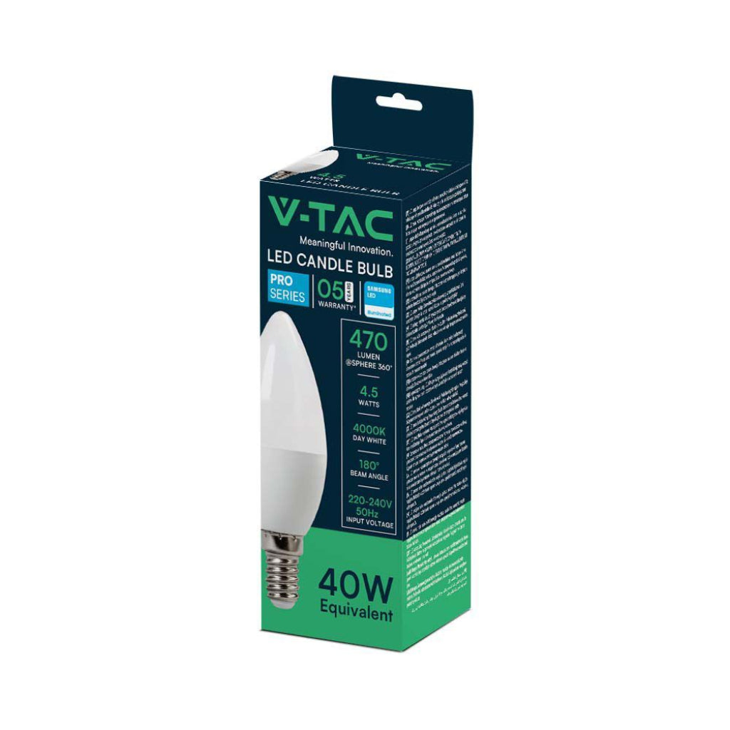 V-TAC PRO Lampadina LED Chip Samsung E14 4,5W Candela 6500K