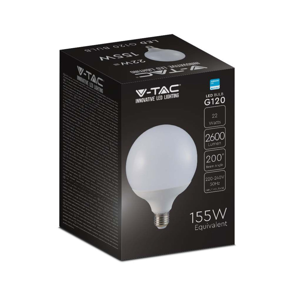V-TAC PRO Lampadina LED Chip Samsung E27 22W 120LM/W G120 6500K
