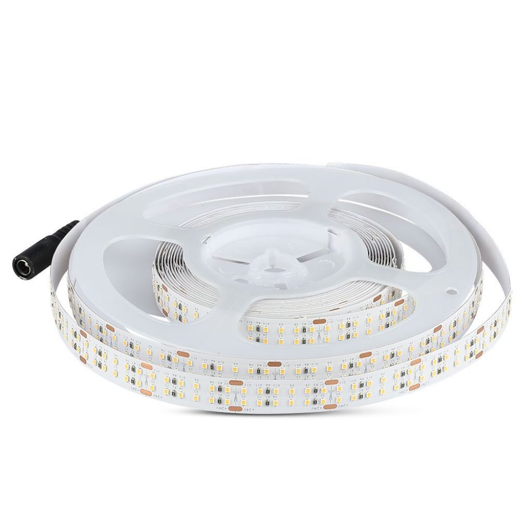 V-TAC Strip LED SMD2216 30W/m 5m 360 LED/m con Connettore Jack 2.1 da 24V CRI>90 4000K IP20 14mm