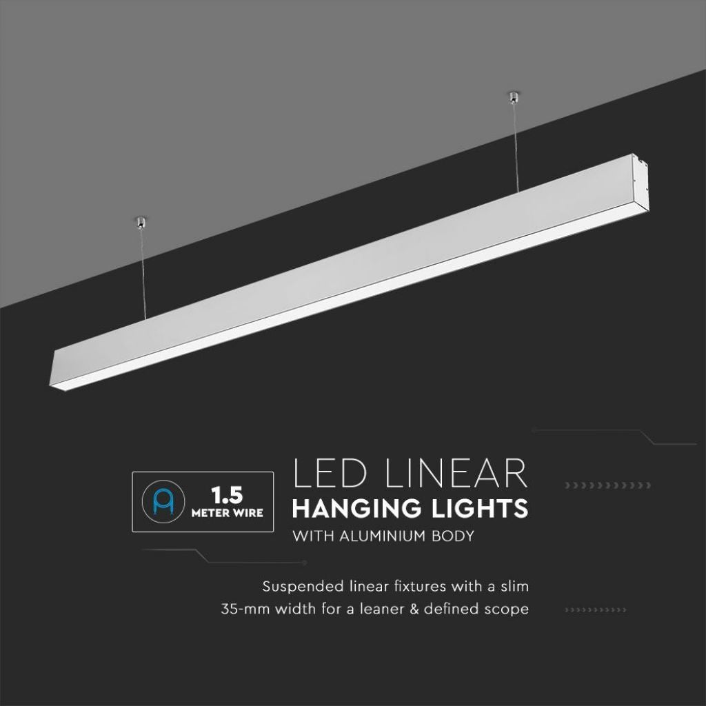 V-TAC PRO Plafoniera LED Chip Samsung a Sospensione 40W Lineare Colore Argento 4000K