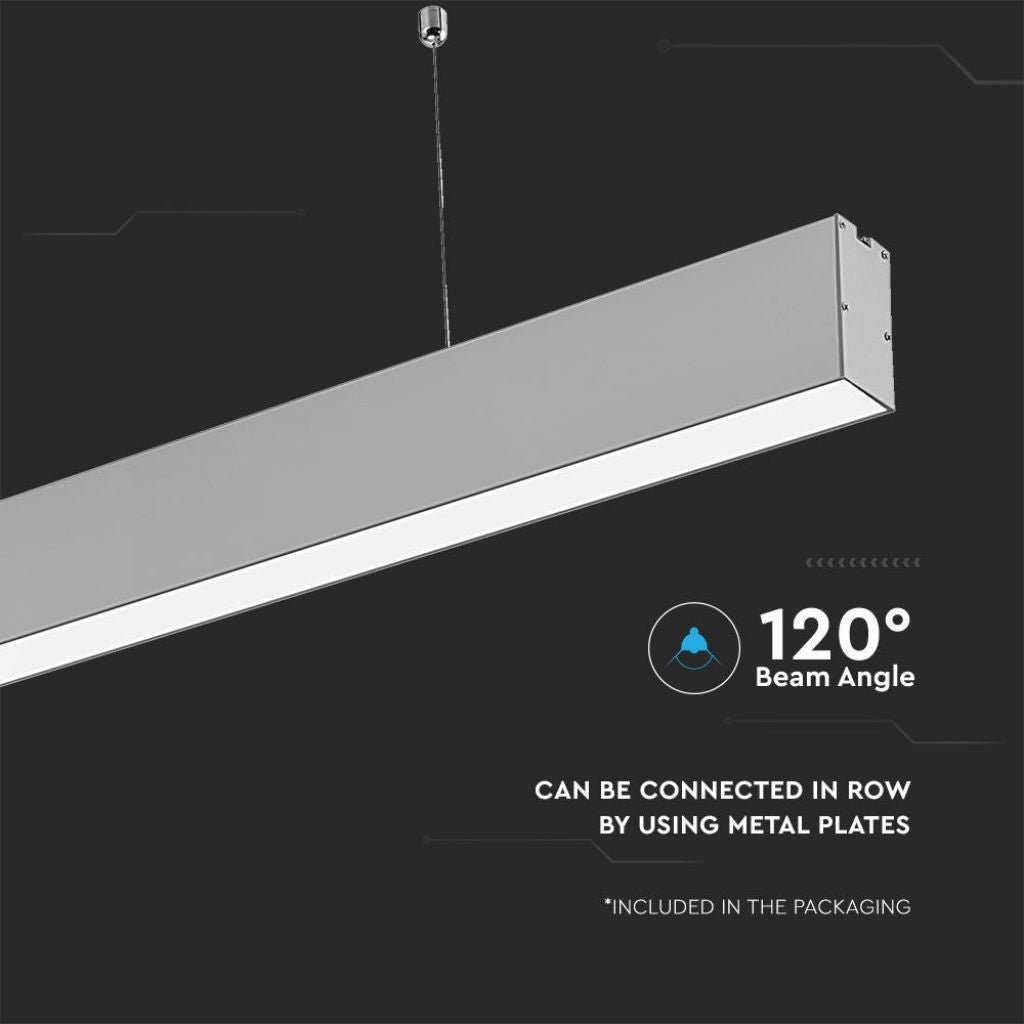 V-TAC PRO Plafoniera LED Chip Samsung a Sospensione 40W Lineare Colore Argento 4000K