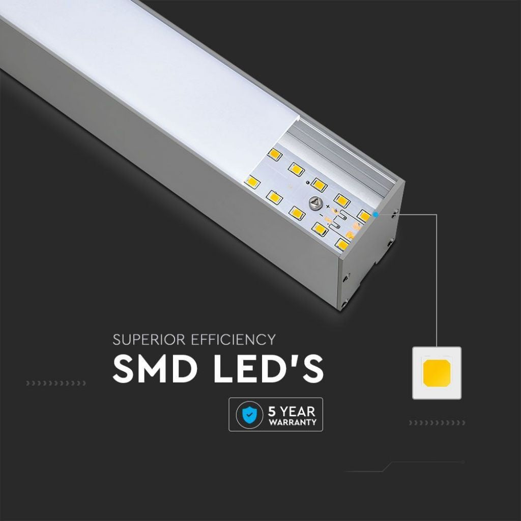 V-TAC PRO Plafoniera LED Chip Samsung a Sospensione 40W Lineare Colore Argento 4000K