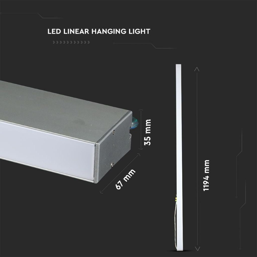 V-TAC PRO Plafoniera LED Chip Samsung a Sospensione 40W Lineare Colore Argento 4000K