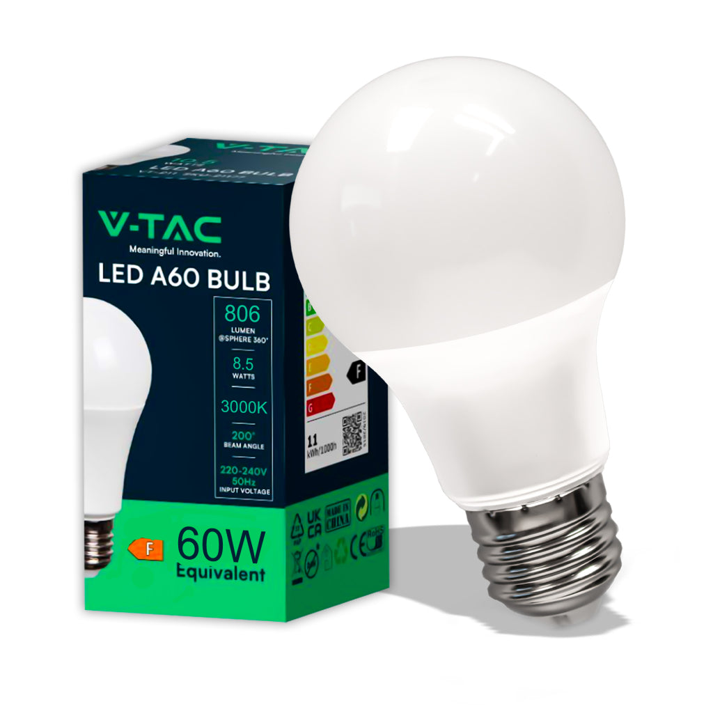 V-TAC Lampadina LED E27 8,5W A60 3000K