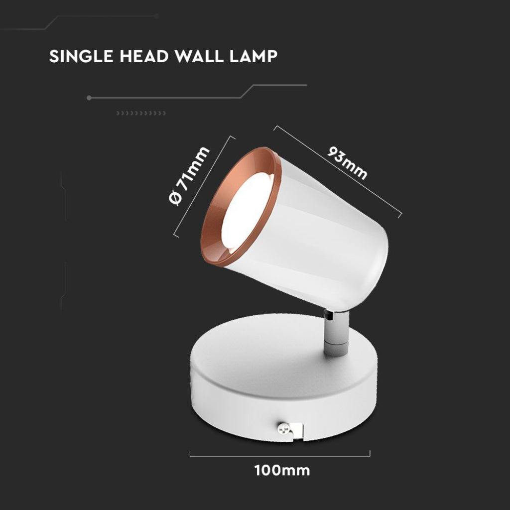 V-TAC Faretto LED da Muro 5W con Testa Orientabile Colore Bianco 3000K IP20