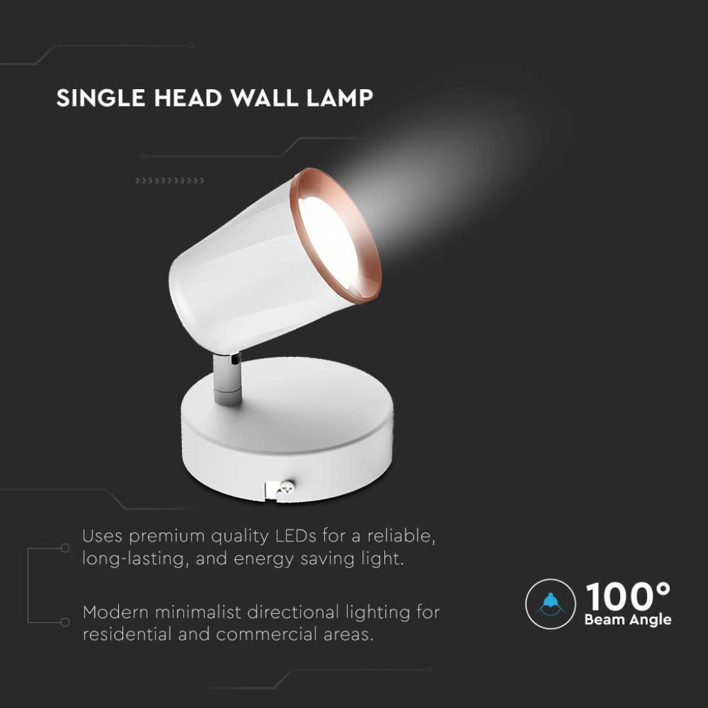 V-TAC Faretto LED da Muro 5W con Testa Orientabile Colore Bianco 4000K IP20