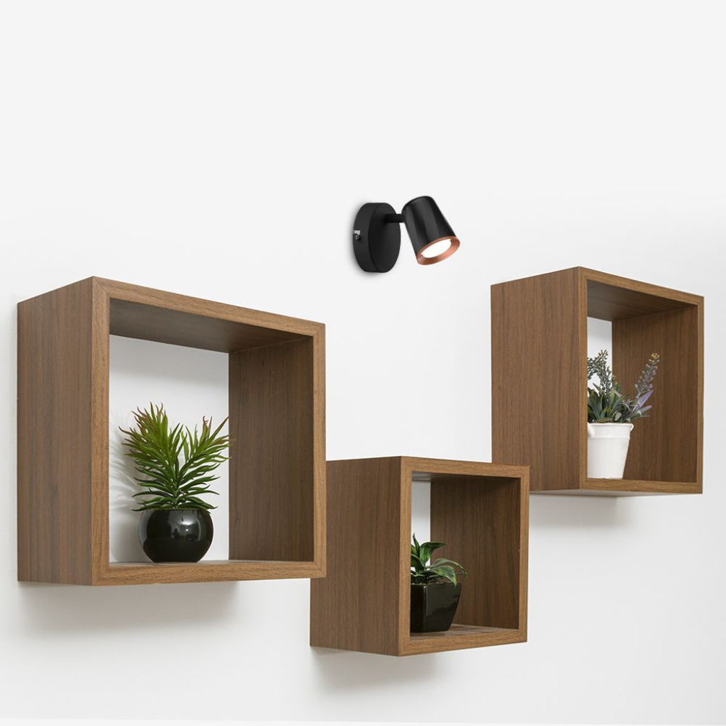 V-TAC Faretto LED da Muro 5W con Testa Orientabile Colore Nero 4000K IP20