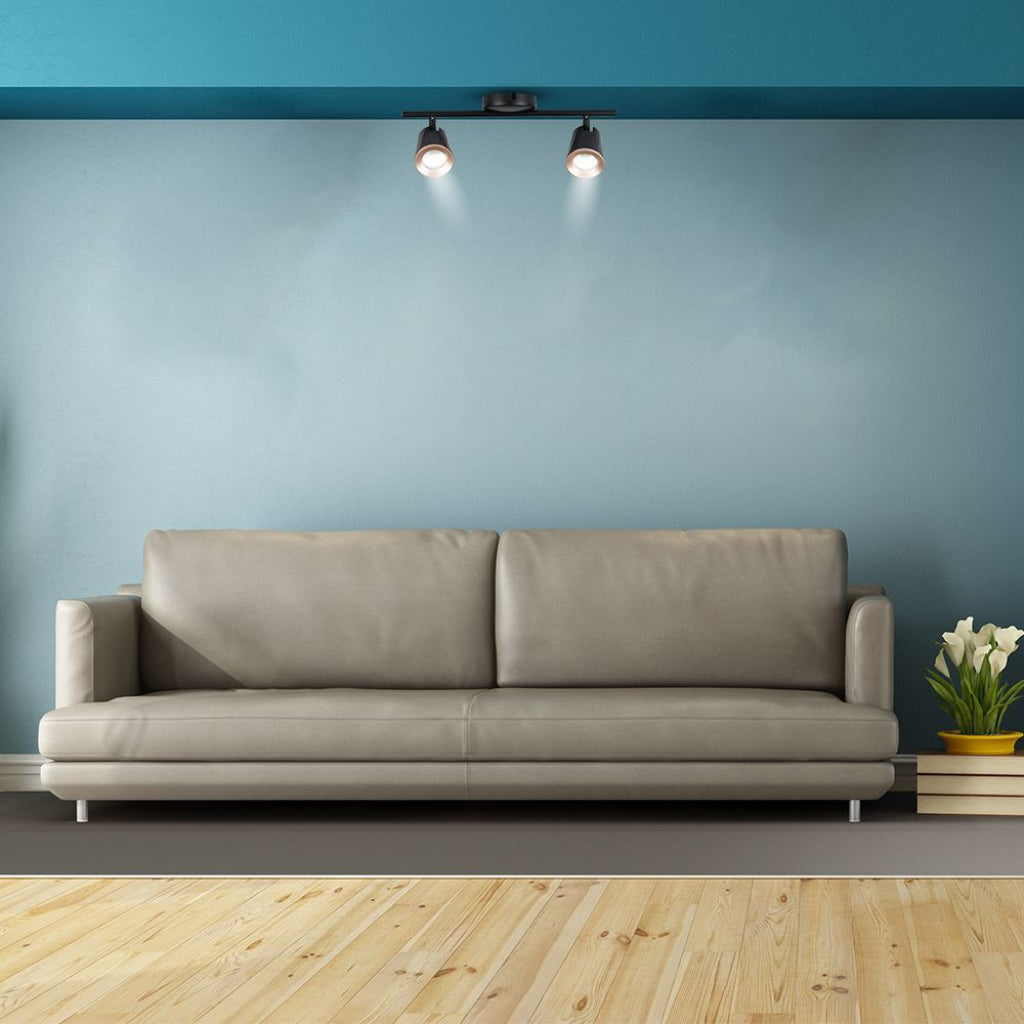 V-TAC Faretto LED da Muro Doppio 12W con Testa Orientabile Colore Nero 3000K IP20