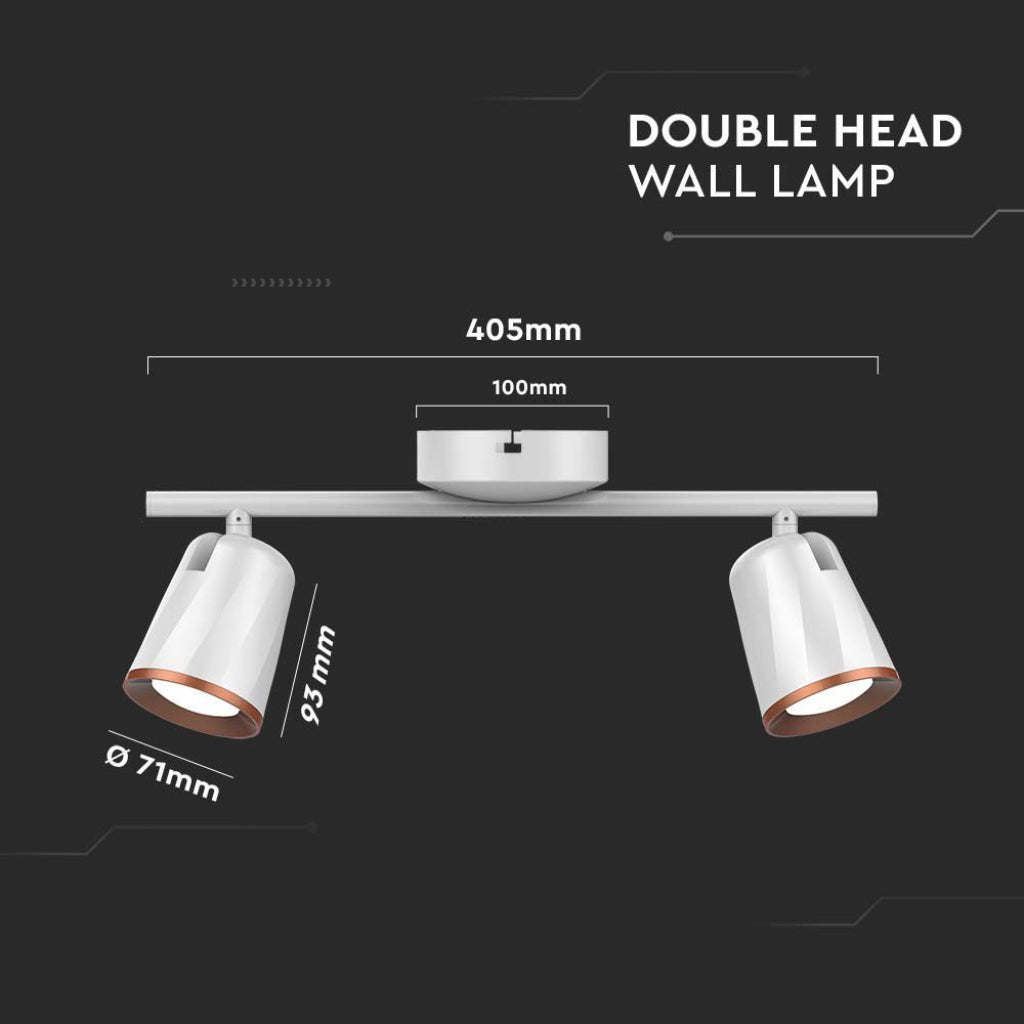 V-TAC Faretto LED da Muro Doppio 12W con Testa Orientabile Colore Bianco 4000K IP20