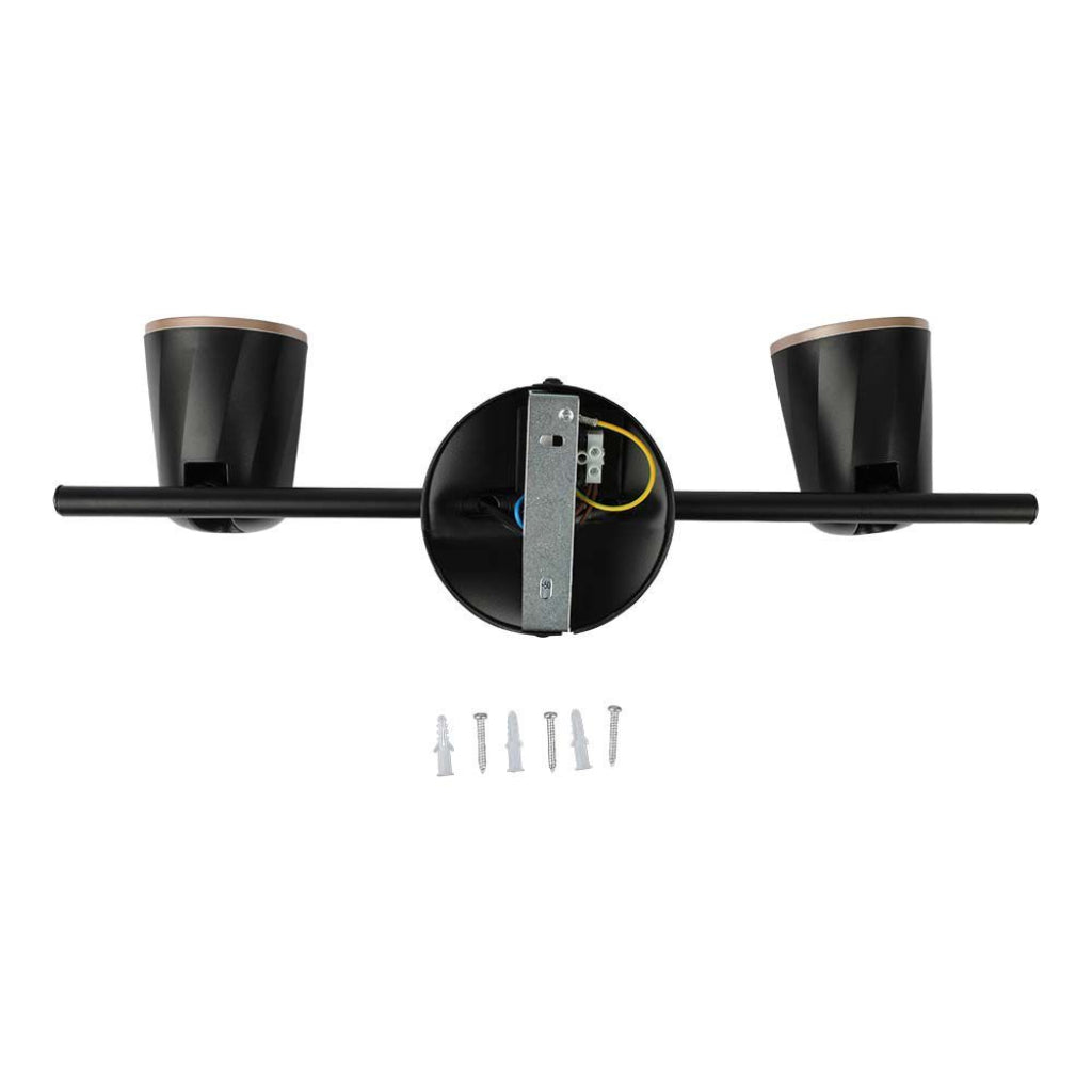 V-TAC Faretto LED da Muro Doppio 12W con Testa Orientabile Colore Nero 4000K IP20
