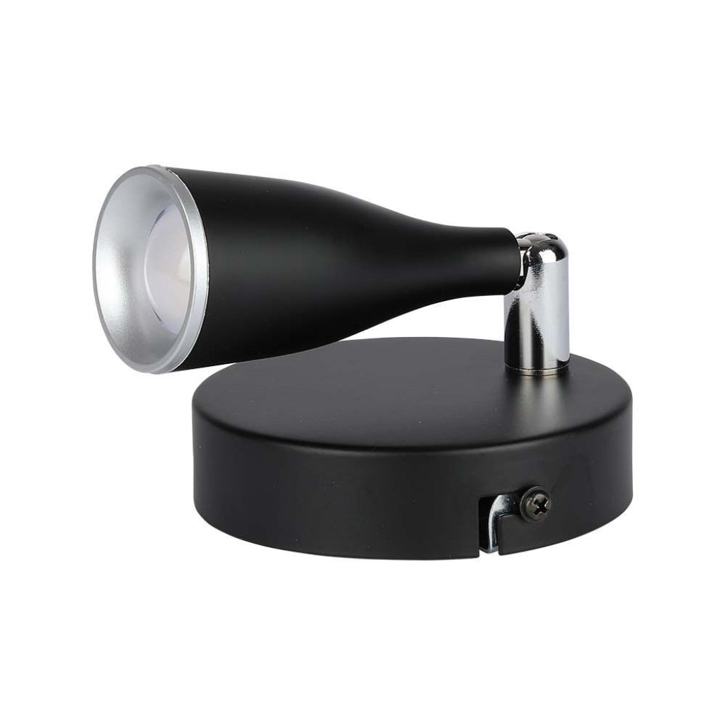 V-TAC Faretto LED da Muro 4,5W con Testa Orientabile Colore Nero 3000K IP20