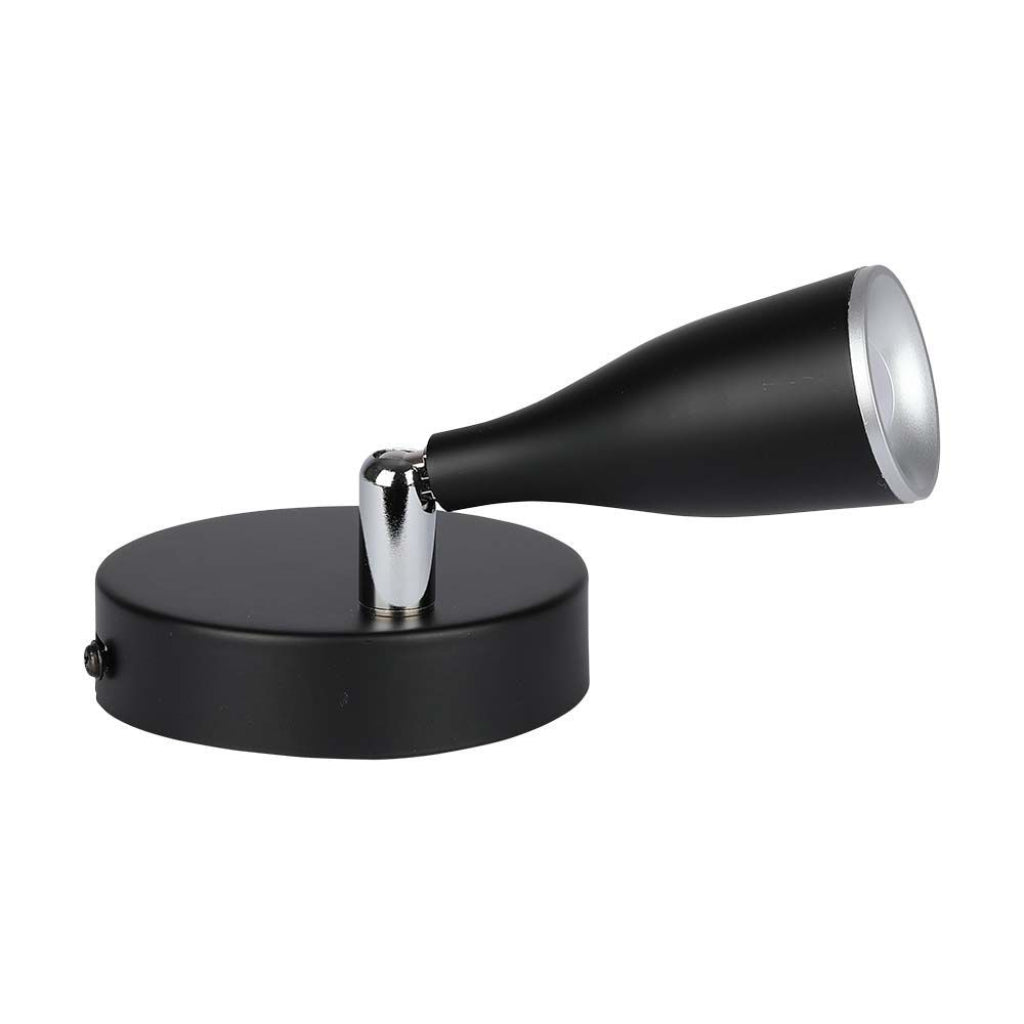 V-TAC Faretto LED da Muro 4,5W con Testa Orientabile Colore Nero 3000K IP20