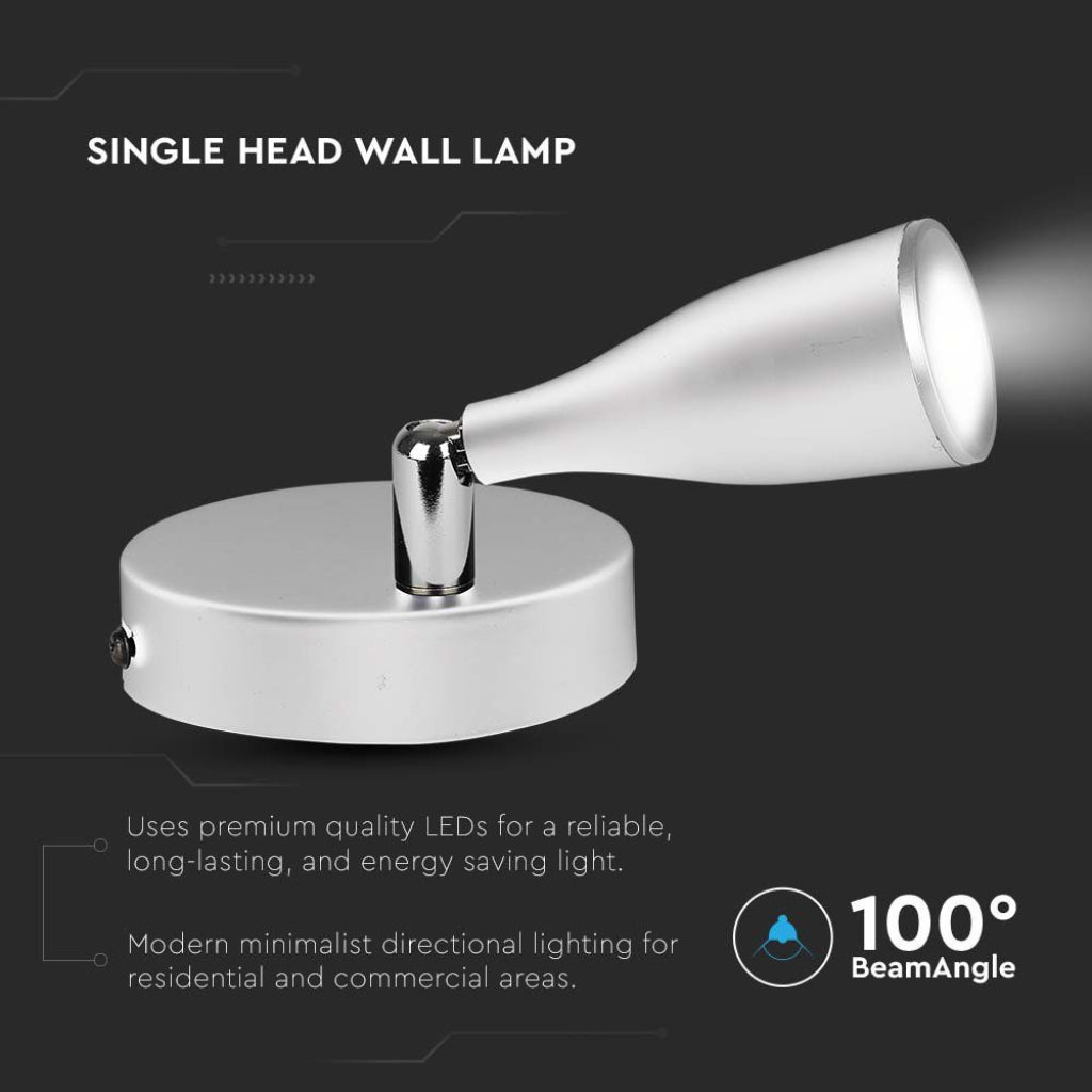 V-TAC Faretto LED da Muro 4,5W con Testa Orientabile Colore Bianco 4000K IP20