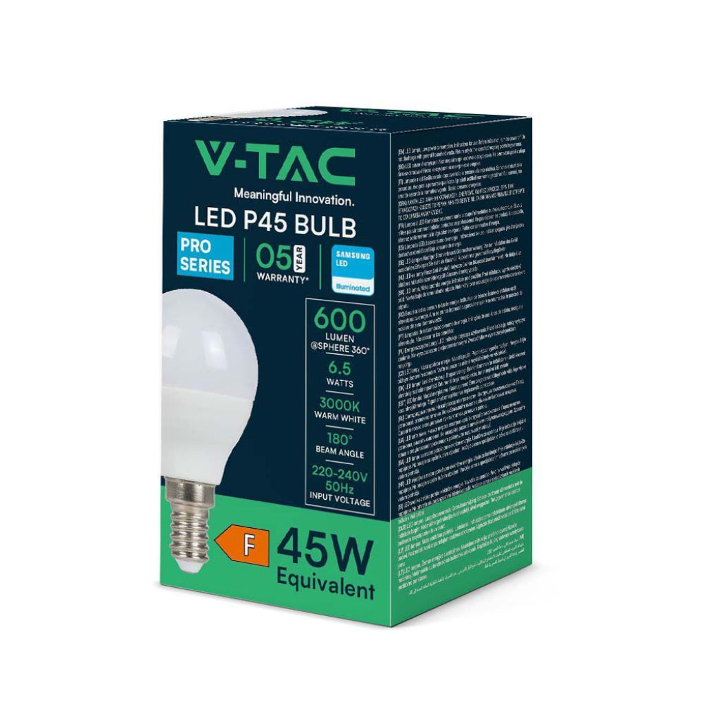 V-TAC PRO Lampadina LED Chip Samsung E14 6.5W P45 6400K