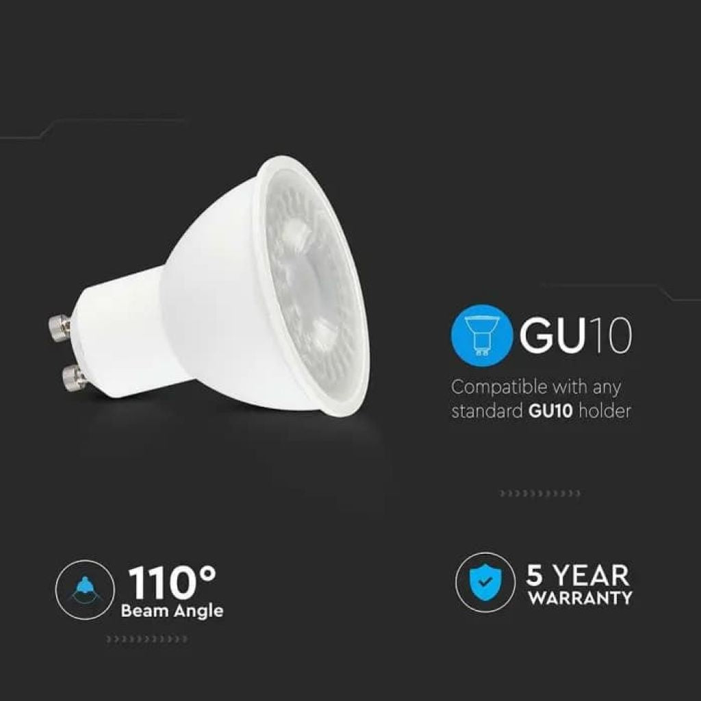 V-TAC PRO Faretto LED Chip Samsung GU10 7,5W 110° 6500K
