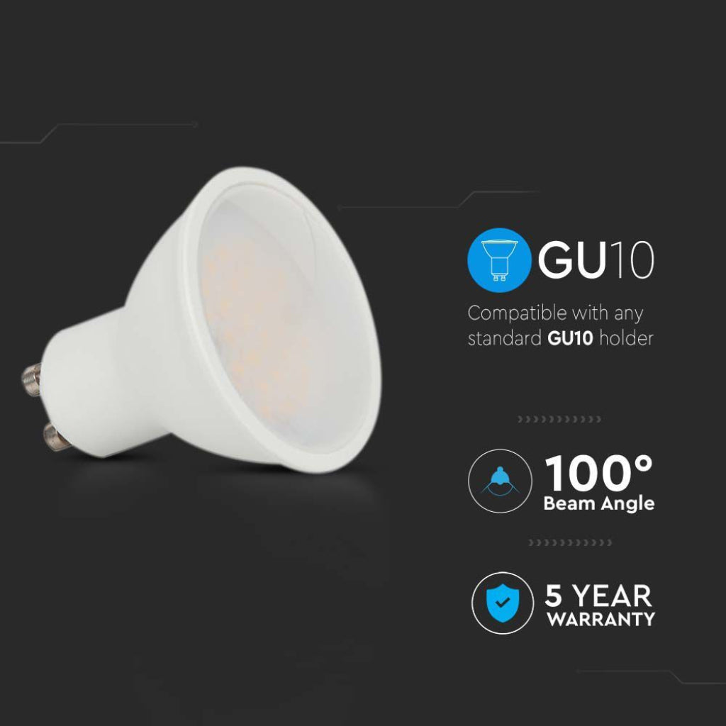 V-TAC PRO Faretto LED Chip Samsung GU10 10W 110° Copertura Satinata 3000K