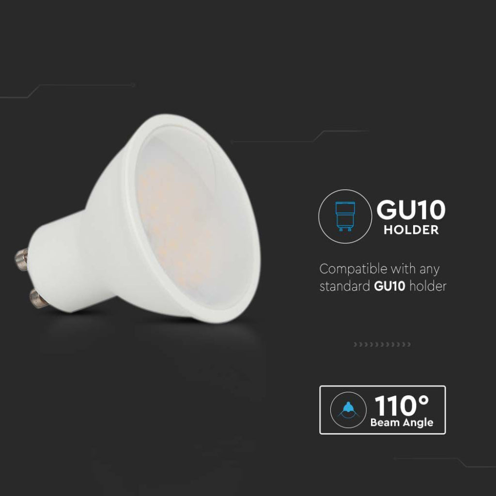V-TAC PRO Faretto LED Chip Samsung GU10 10W 110° Copertura Satinata 4000K