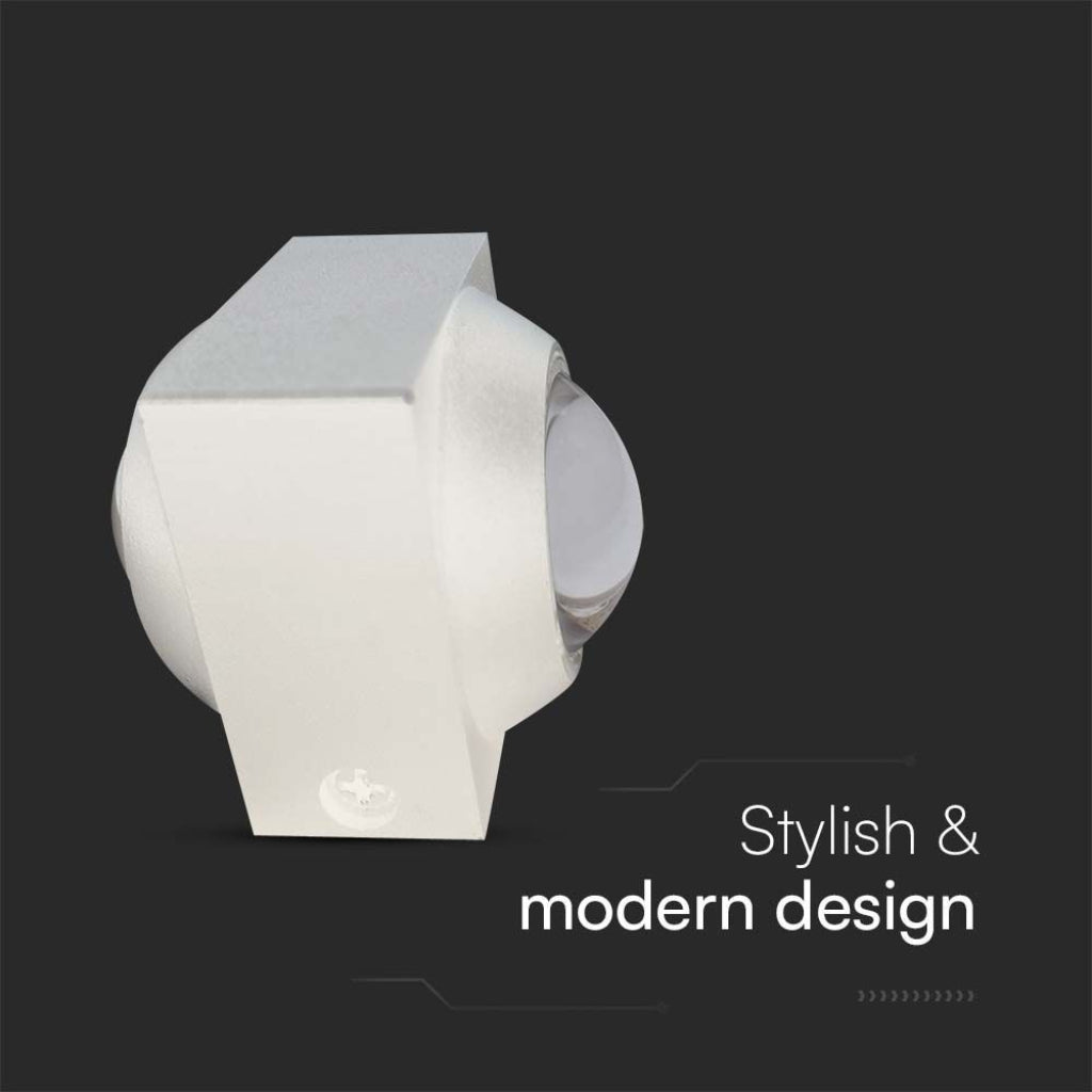 V-TAC Applique LED da Muro 2W Doppio Fascio Luminoso Corpo Bianco 3000K IP54