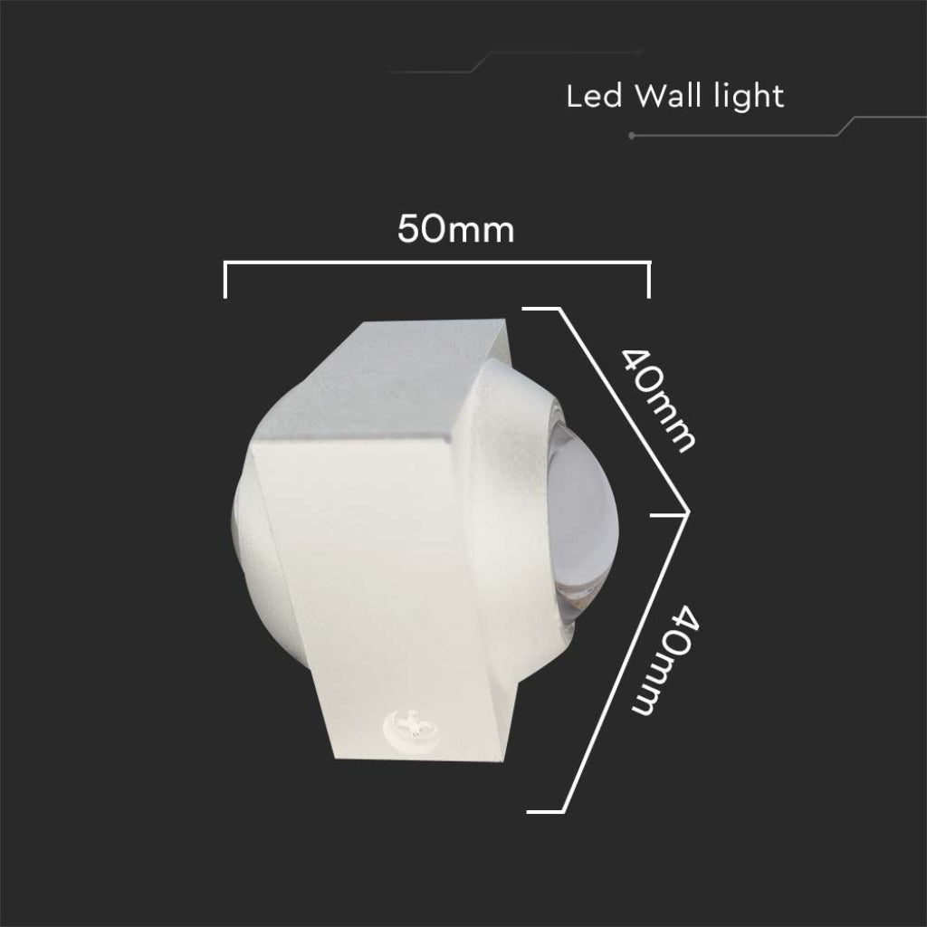 V-TAC Applique LED da Muro 2W Doppio Fascio Luminoso Corpo Bianco 3000K IP54