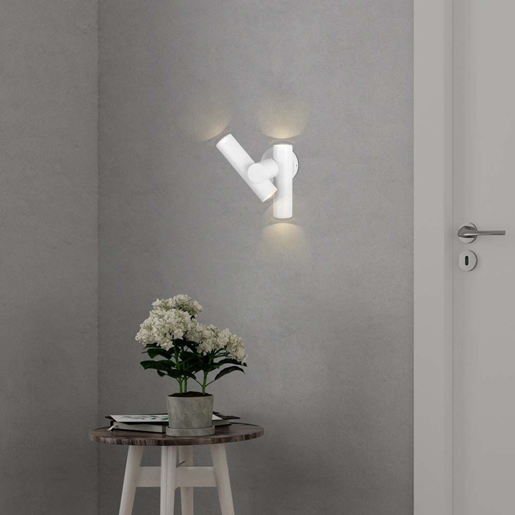 V-TAC 2*Faretti LED Da Muro 6W con Doppio Fascio Luminoso Regolabile a 360° Colore Bianco 4000K IP44