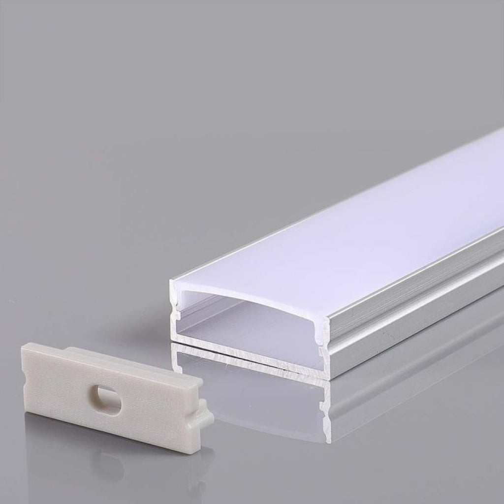 V-TAC Profilo Lineare per Strip LED con larghezza fino a 27mm in Alluminio Colore Silver con Copertura Opaca 2000x30x20mm