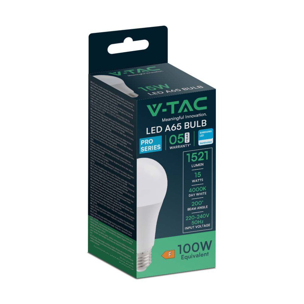 V-TAC PRO Lampadina LED Chip Samsung E27 15W A65 4000K