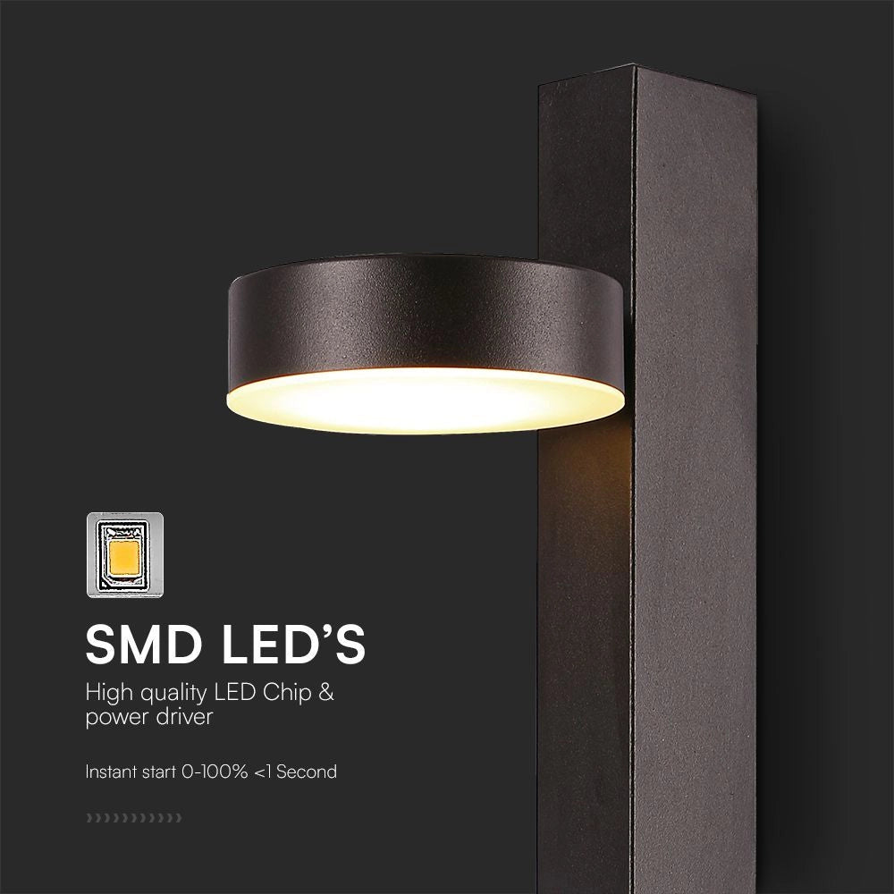 V-TAC Applique LED da Muro 8W dal Design Rotondo con porta USB e Angolo del Fascio Luminoso Regolabile 180° in Metallo Colore Nero 3000K