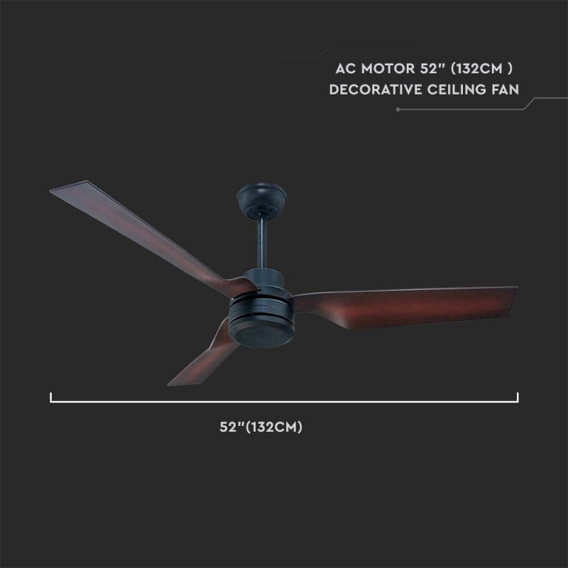 V-TAC Ventilatore LED da Soffitto 65W RF Controller con Telecomando Colore Bronzo 52 Pollici 3 pale