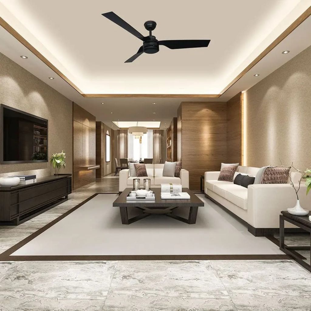 V-TAC Ventilatore LED da Soffitto 65W RF Controller con Telecomando Colore Nero 132cm 3 pale